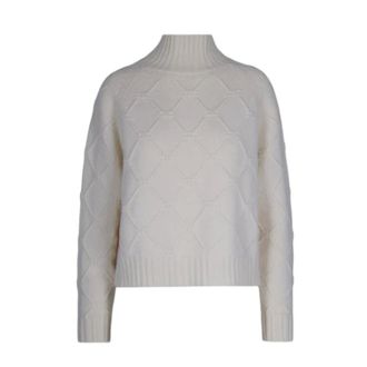 Elisabetta Franchi Turtlenecks, female, Beige, M, Milk Boxy Knit Jumper