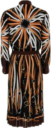 Gucci Womens Equestrian-Print Silk Dress Black