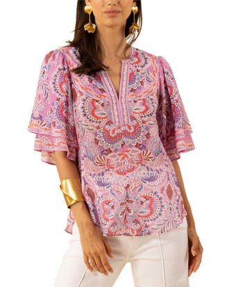 Hale Bob Hale Bob Braelyn Short Sleeve Silk-Blend Top