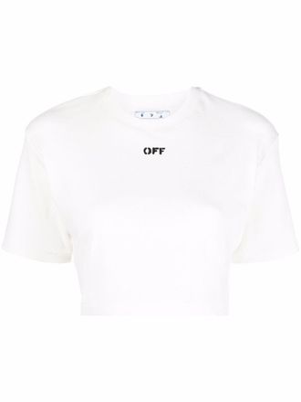 Off-white T-shirt con stampa crop - Bianco