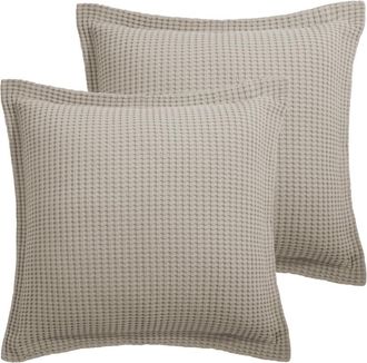OEM Levtex Home - Juego De Dos Fundas De Almohada Estilo Europeo Mills Waffle Beige - Dise&ntilde;o De Gofre Beige - Dos Fundas De Almohada Estilo Europeo (66 X 