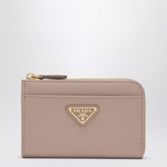 Prada Powder-pink Saffiano leather zip key holder