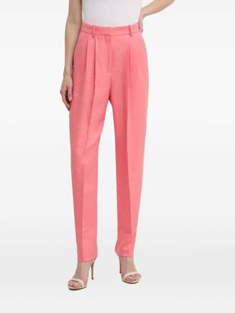 BOSS pleated trousers - women - Viscose/Elastane/Linen/Flax - 36 - Pink