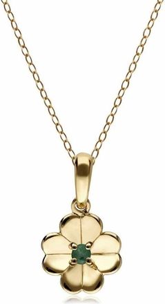 Gemondo Green Emerald 9ct Yellow Gold Gardenia Collection Clover 45cm Pendant Necklace