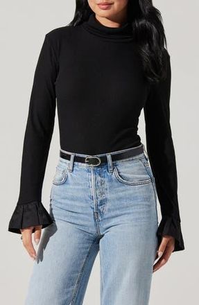 ASTR the Label Flare Sleeve Turtleneck Top in Black at Nordstrom Rack, Size Small