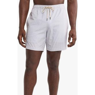 Fair Harbor The Bayberry Swim Trunks in Grey Seersucker at Nordstrom, Size Xx-Large