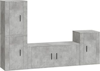 vidaXL Vidaxl - Set De Muebles De Tv 4 Pzas Madera Contrachapada Gris Hormig&oacute;n