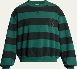 Balenciaga Mens Stripe Logo Crest Crewneck Sweatshirt