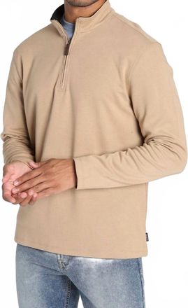 Jachs NY Cotton Modal Blend Quarter Zip Sweater In Camel