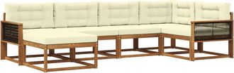 vidaXL Conjunto De Sof&aacute;s De Exterior 6 Uds. Natural Y Crema Vidaxl