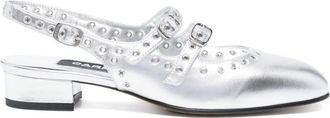 Carel Silver Leather Ballet Flats