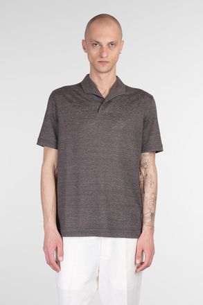 Ermenegildo Zegna Polo In Brown Linen