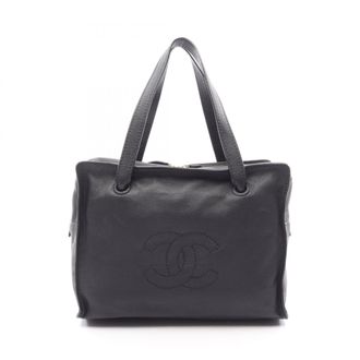 Chanel Black Leather Handbag Tote Bag (Pre-Owned)