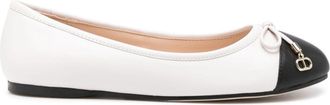 Twin-Set bow-detailed two-tone ballerina shoes - women - Other fibres - 36 - White