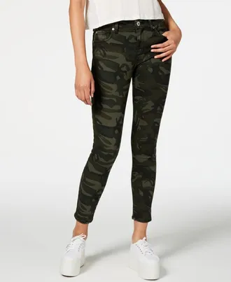 STS Blue Womens Ellie Camouflage Print Ankle Skinny Jeans Green Size 25