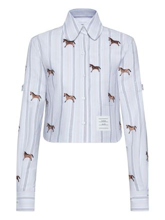 Thom Browne striped horse cropped shirt - Blu