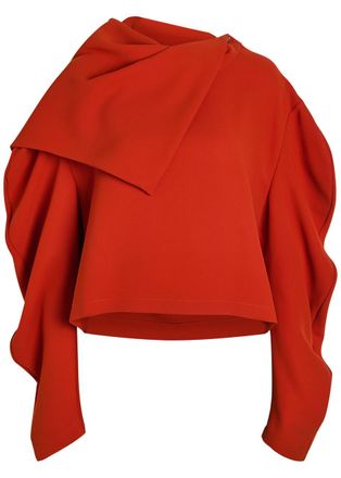 A.W.A.K.E Mode Draped Panelled-collar Crepe top - Terracotta - 42 (UK14 / L)