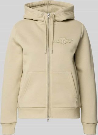 GANT Sweatjacke mit Zweiwege-Rei&szlig;verschluss und Label-Stitching in Sand, Gr&ouml;&szlig;e XXL