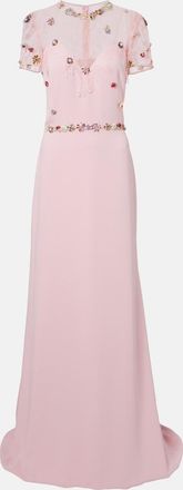 Costarellos Vestido de fiesta de crep&eacute; adornado con encaje