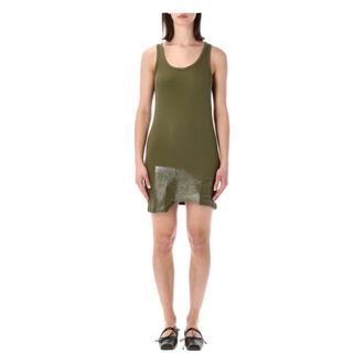 Maison Margiela Short Dresses, female, Green, Size: S Taped Rib Mini Dress