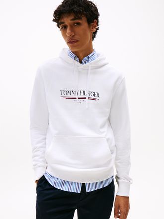 Tommy Hilfiger Hoodie TOMMY HILFIGER BRAND LOVE HILFIGER HOODIE, Herren, Gr. XXL, weiss (wei&szlig;), Sweatware, Obermaterial: 100% Baumwolle, Rippb&uuml;ndchen, Sweatshirts Ho