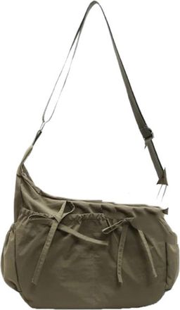 Generic Womens Shoulder Bags Lightweight Nylon Pleated Crossbody Bag Multiple Pockets Hobo For Women Commuting(Beige)