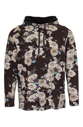 Lords of Harlech Horatio Jersey Lightweight Hoodie in Serious Floral Black at Nordstrom, Size Xx-Large