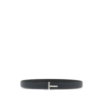Tom Ford Reversible Hammered Logo Buckle Belt
