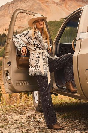 NVLT Knit Fringe Cardigan Sweater