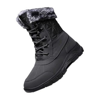 Generic Mens Winter Snow Boots Fleece Lining Mid Calf Lightweight Boot Anti-Slip Outdoor Waterproof Booties Fashion Casual Soft Walking Shoes Comfortable Ther