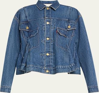 sacai Denim Pleated Trucker Jacket