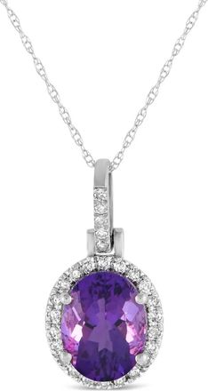 Luxury Bazaar Collana in oro bianco 14 carati con diamanti e ametista - Argento