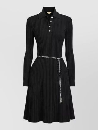 Michael Kors knit polo dress belt and flared skirt