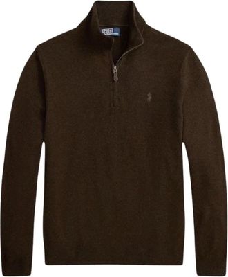 Polo Ralph Lauren Wool Quarter-Zip Jumper - Heren - Ronde hals truien - Bruin - XL - Wol - Truien & Vesten