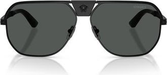 Versace 61mm Square Sunglasses in Matte Black /Dark Grey at Nordstrom