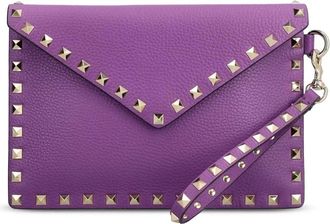 Valentino Tassen, Dames, Paars, ONE Size, Leer, Rockstud Envelope Clutch