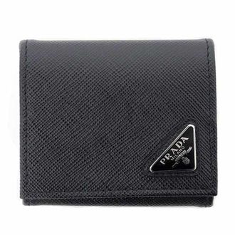 Prada Black Saffiano Triangle Coin Purse/Coin Case (Pre-Owned)