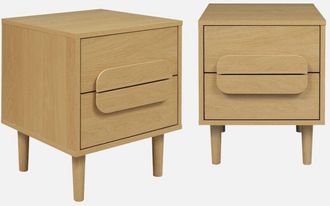 Sweeek Mesita De Noche Vintage Efecto Madera Con 2 Cajones, Set De 2