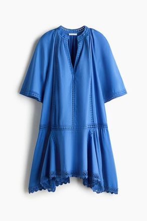 H&M Lace-inset Cotton Dress in Blue at Nordstrom, Size X-Large