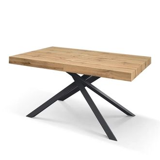 Konte Design Mesa extensible de roble r&uacute;stico con base antracita 160x90-240x90