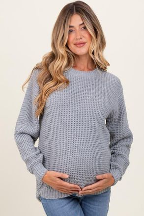 Pinkblush Waffle Knit Rounded Hem Sweater in Heather Grey at Nordstrom, Size X-Large
