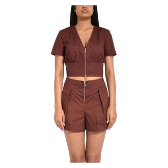 Patrizia Pepe Patrizia Pepe, Blouses, female, Brown, Size: XS Cropped Blouse