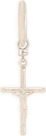 Dolce & Gabbana cross-pendant hoop earring - men - Brass - One Size - Silver