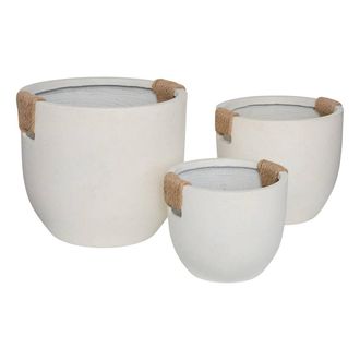Atmosphera Lote De 3 Macetas Sien 47x40,5x47 Cm Blanco - Atmosphera Cr&eacute;ateur DInt&eacute;rieur