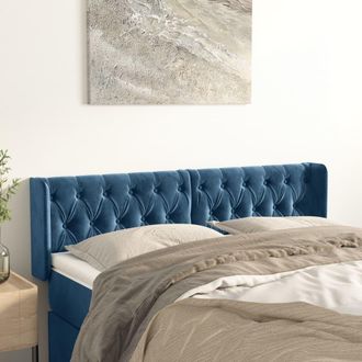 vidaXL Cabecero De Terciopelo Azul Oscuro 163x16x78/88 Cm Vidaxl