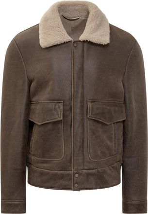 Salvatore Santoro Brown Solid Shirt Collar Jacket
