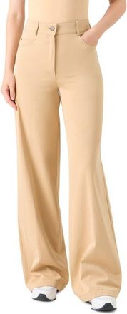 Akris Cooper High Waist Wide Leg Jeans in Beige at Nordstrom, Size 16