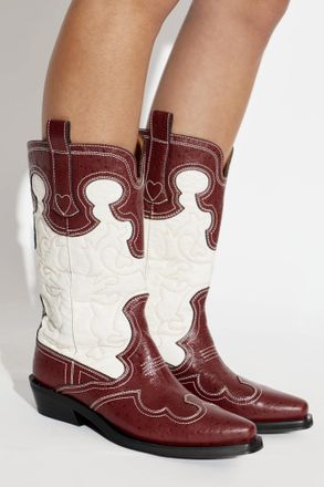 Ganni Heeled Ankle Boots, Womens, Burgundy
