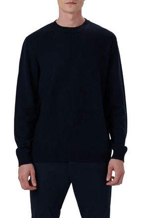 Bugatchi Merino Wool Blend Crewneck Sweater in Navy at Nordstrom, Size Medium