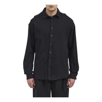 Andrea Ya'aqov Casual Shirts, male, Black, Size: L Camicia Regular in Cotone